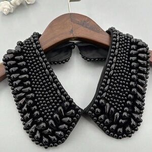 Elegant Black Beaded Collar Necklace